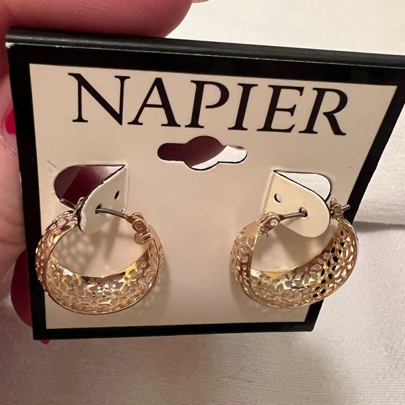 Napier Jewelry - Napier Gold Filigree Hoop Earrings NWT